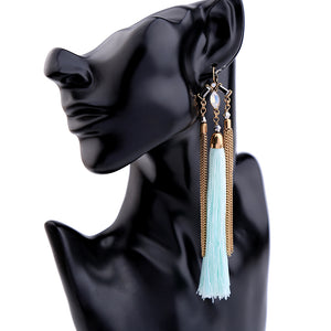 Ava Blue Turquoise Tassel Earrings