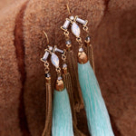Ava Blue Turquoise Tassel Earrings
